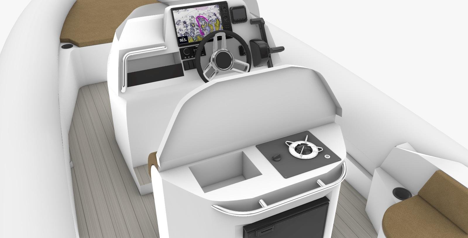 Helm, fridge and sink